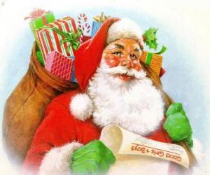 пазл Дед Мороз с мешком подарков и Рождеством готова поставлять